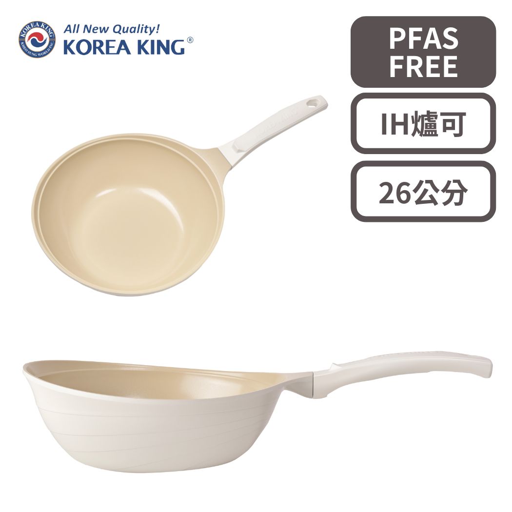 【Korea King】Colormic極輕美型天然陶瓷不沾深炒鍋-26公分, , large