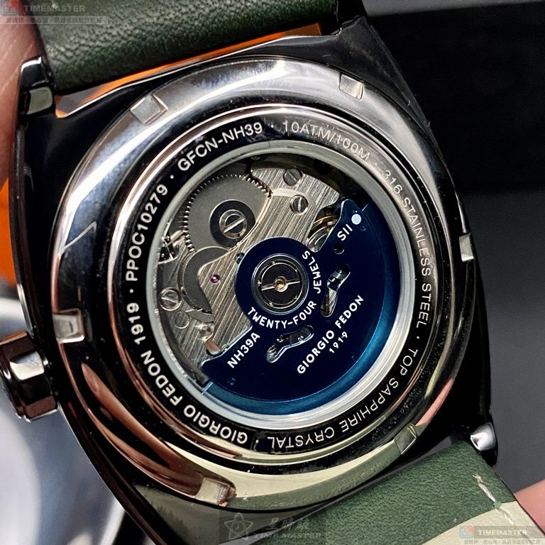 [星晴錶業]GiorgioFedon1919手錶,44mm,GF00064墨綠色錶面黑錶殼綠真皮皮革錶帶款, , large