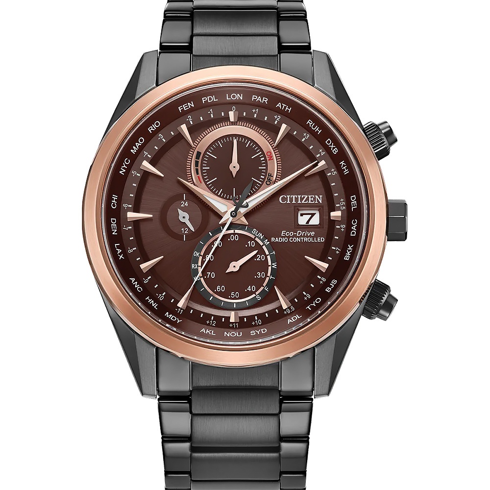 CITIZEN 星辰 勃根地紅 光動能全球電波計時手錶 AT8267-86X, , large
