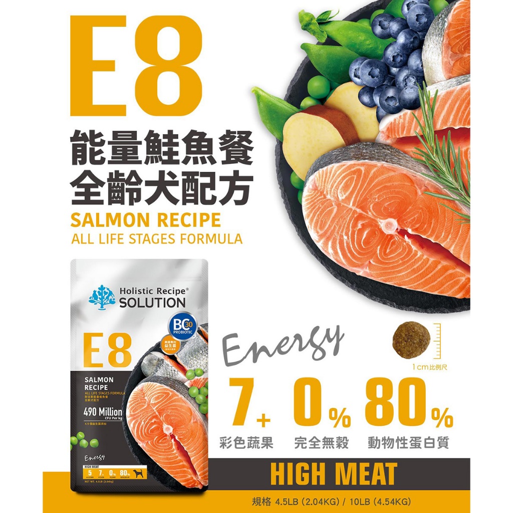 【耐吉斯】E8 能量鮭魚餐 無穀全齡犬配方(全齡犬飼料 狗飼料 狗糧 犬糧 狗食)10LB(4.54KG), , large