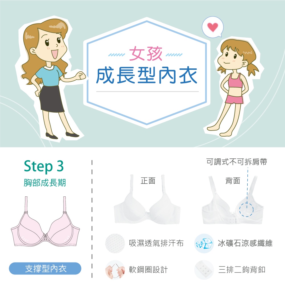 可蘭霓Clany 無痕透氣排汗軟鋼圈BCD罩杯學生舒適內衣 少女成長型涼感台灣   6990-22 白, , large