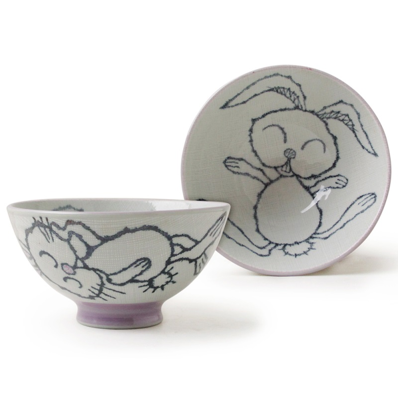 [豐名日本餐具] 4.0"碗 兔子 紫 / C04RB0-189-5, , large