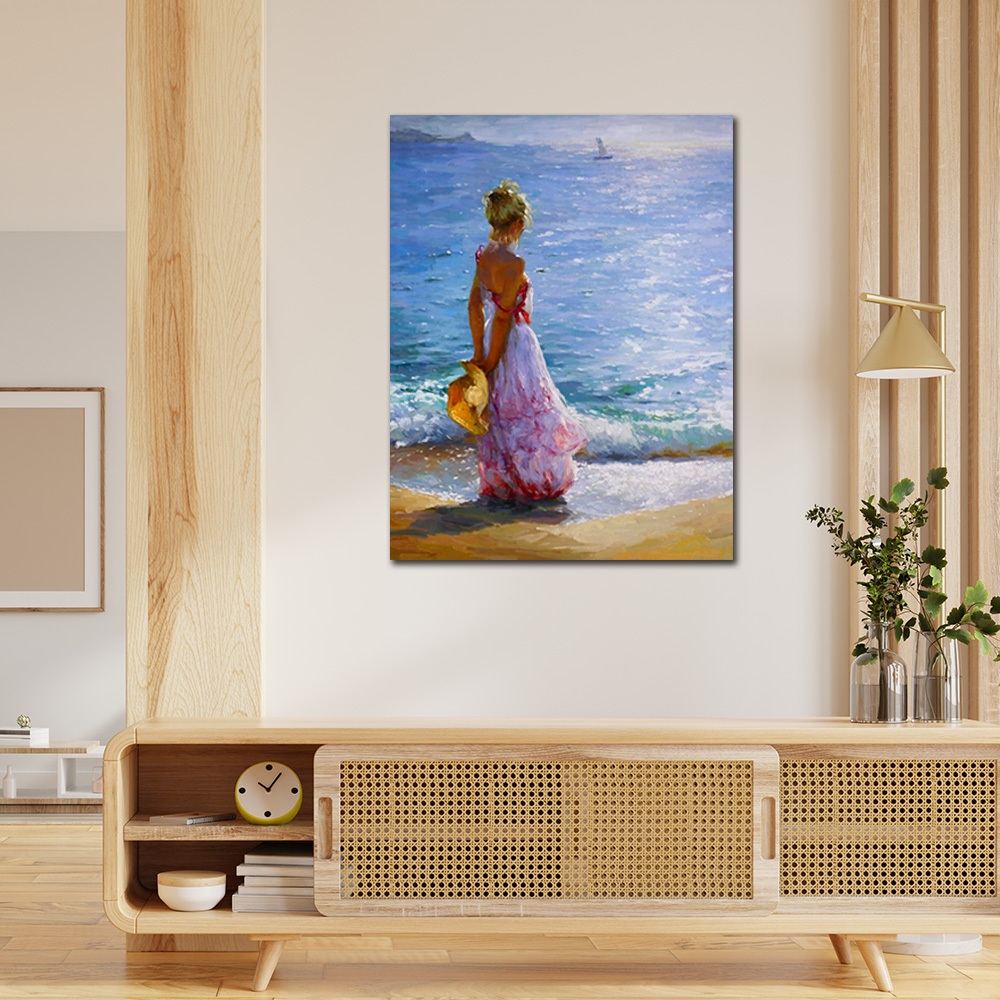 【御畫房】海邊 國家一級畫師手繪油畫60&times;80cm(VF-158), , large