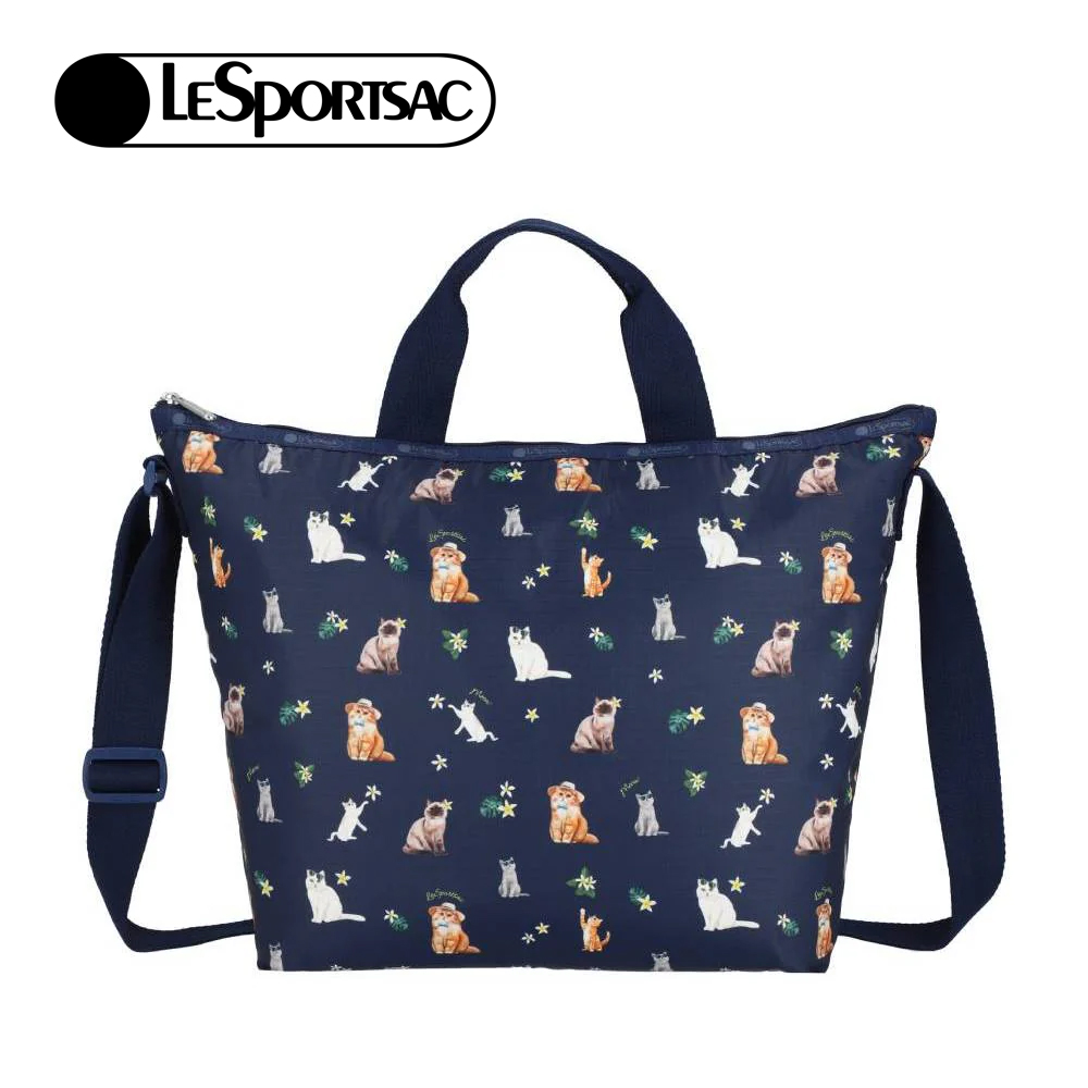 Lesportsac Deluxe Easy Carry Tote 手提肩背兩用托特包 購物袋 送禮 禮物 女包(熱帶度假貓咪), , large