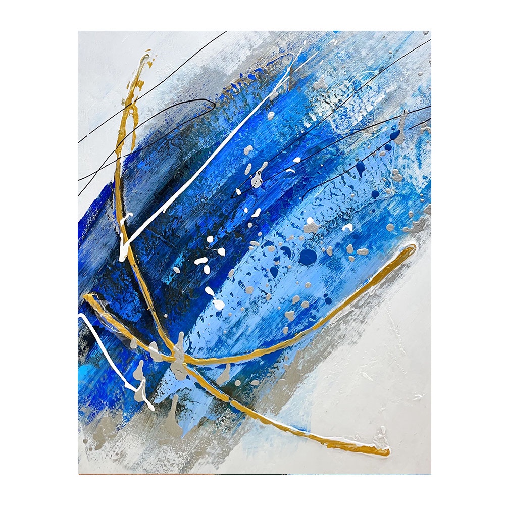 【御畫房】藍海情緣 手繪抽象油畫-40*50cm無框掛畫4050-022, , large