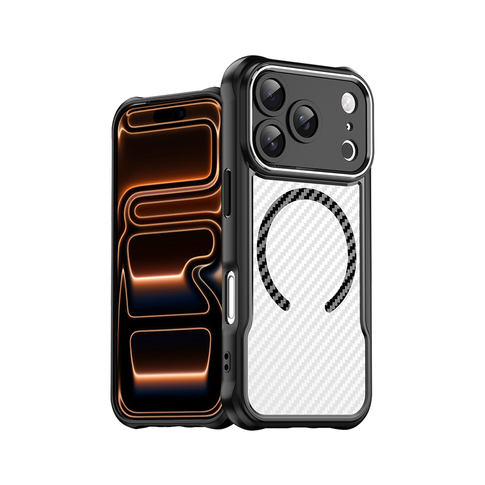 領先Pro iPhone 18 Pro Max 鋁合金鏡頭框 碳纖紋磁吸防摔殼 手機殼, , large