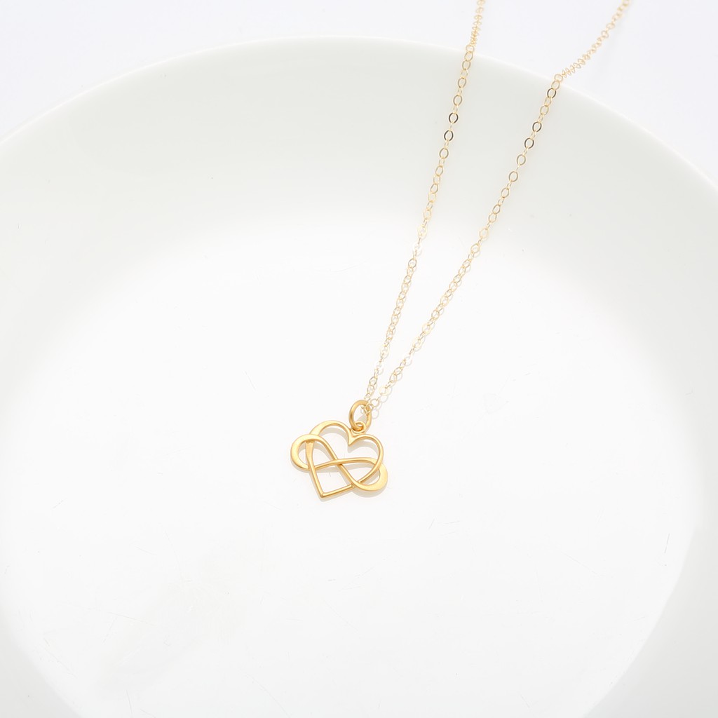 【Angel & Me】Endless love s925 sterling silver 24k gold plated necklace gift, , large