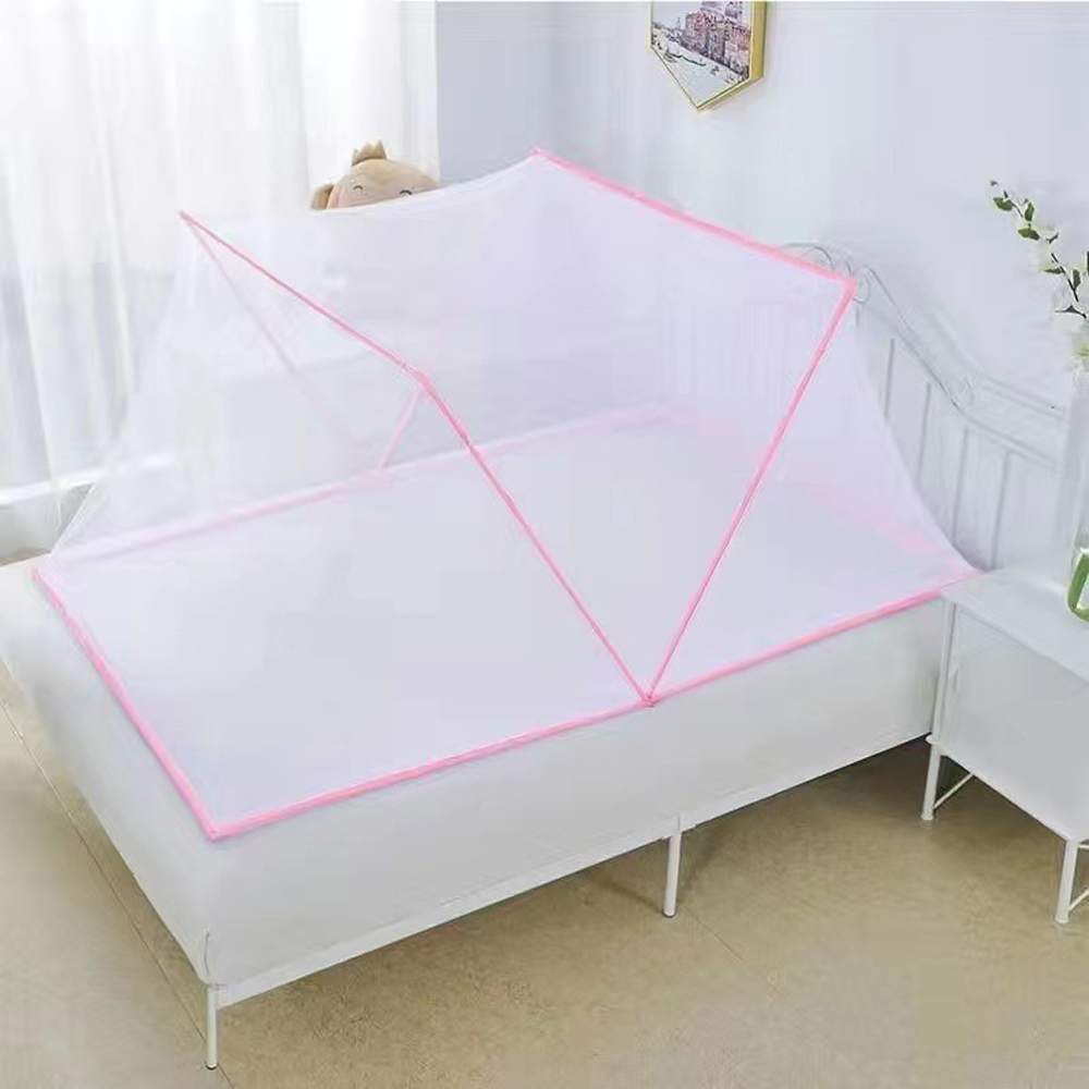 Good for sleeping, easy for storage, no installation, foldable bottomless mosquito net for single person - bright pink, , large