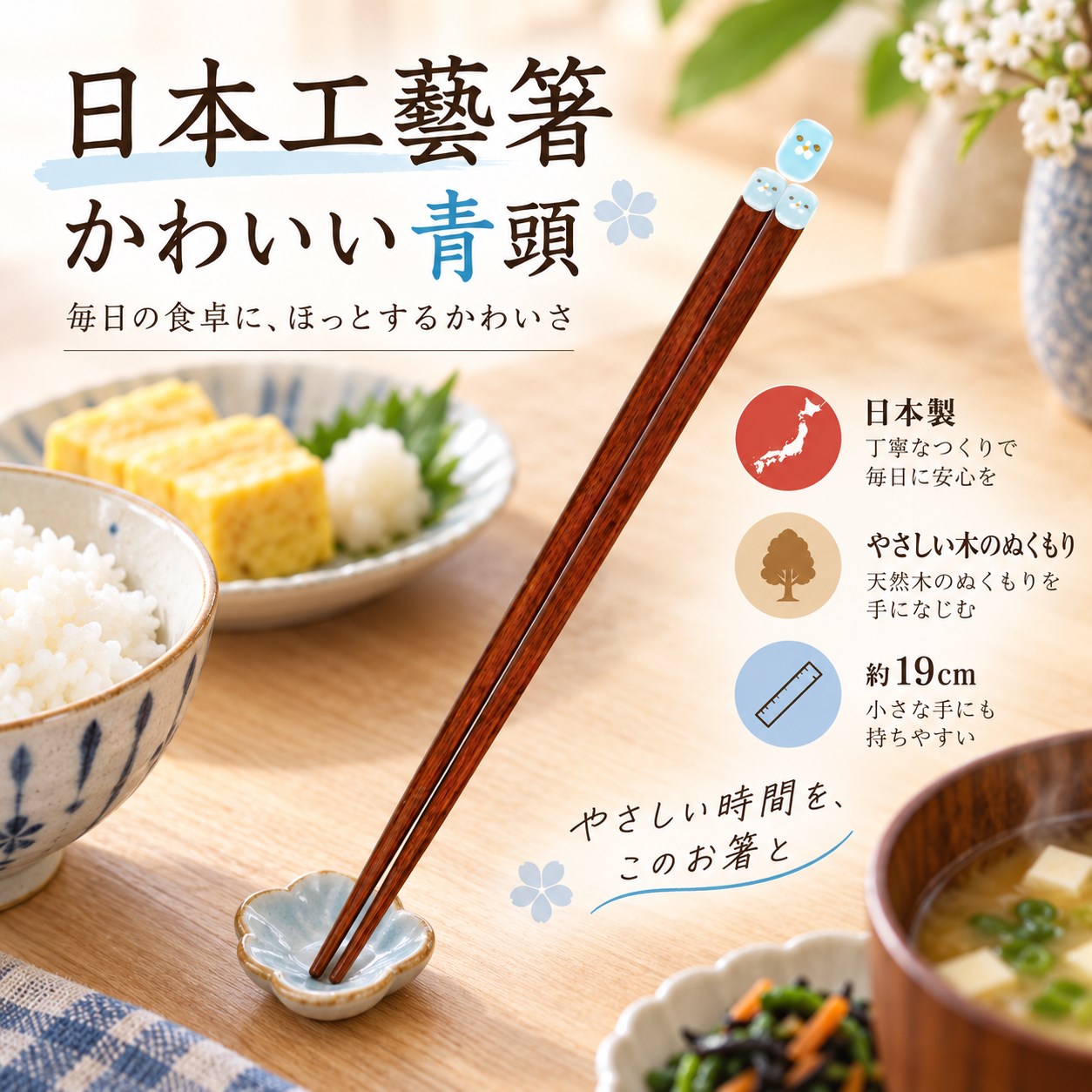 【HIYASU日安工坊】日本工藝箸-可愛藍頭, , large