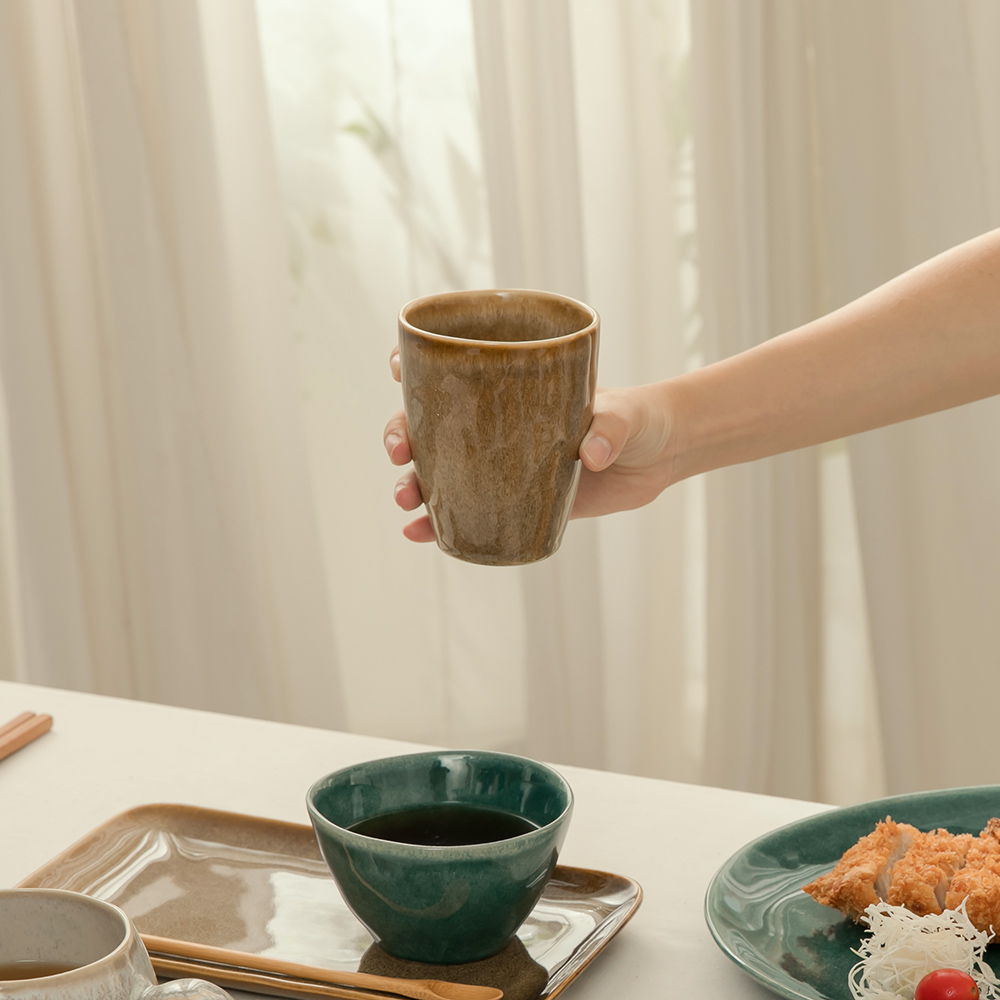 【YU Living】日式窯變釉手作陶瓷茶杯 270ml-棕色, , large