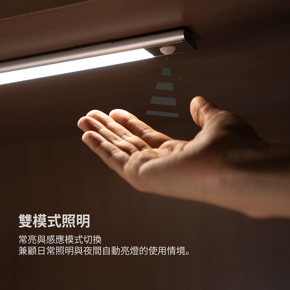 【Taixing Electric】LED Human Body Induction Cabinet Light (20cm) Ultra-thin Magnetic Installation USB Rechargeable Tri-color Light (Smart Induction / Cabinet Strip Light / Staircase Light), , large