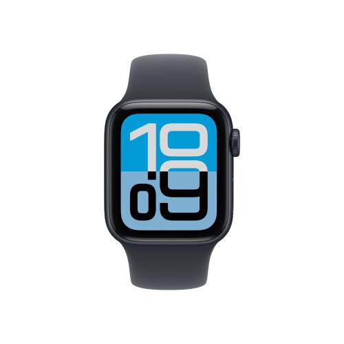 Apple Watch SE3 44mm 太空灰色鋁金屬錶殼 搭配 太空灰色運動錶帶 GPS 2025 (S/M)  _ 台灣公司貨 + 專用【錶貼＆錶背蓋】, , large