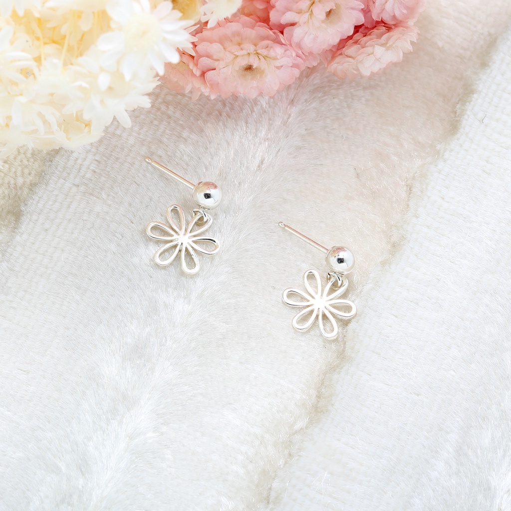 【Angel & Me】可愛 小雛菊 小花 s925 純銀 一對 耳環 耳夾 禮物, , large