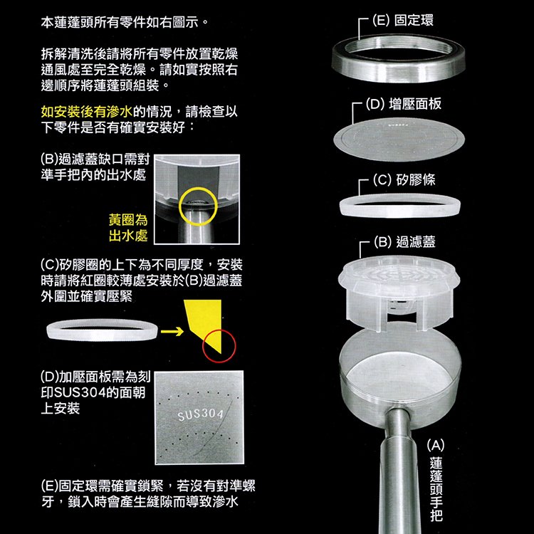 米諾諾304全不鏽鋼蓮蓬頭-水舞型-1支, , large