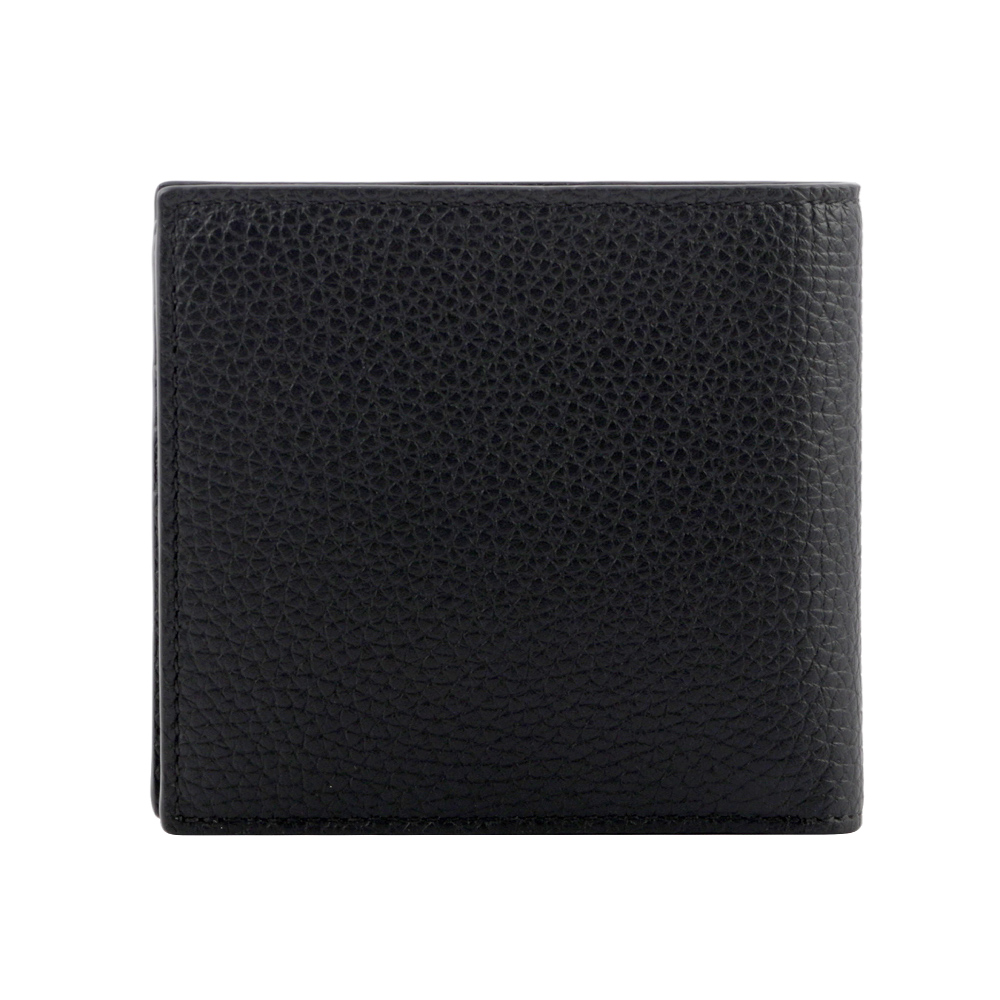 BALLY Ribbon 紅白條紋牛皮對開8卡短夾(黑色), , large
