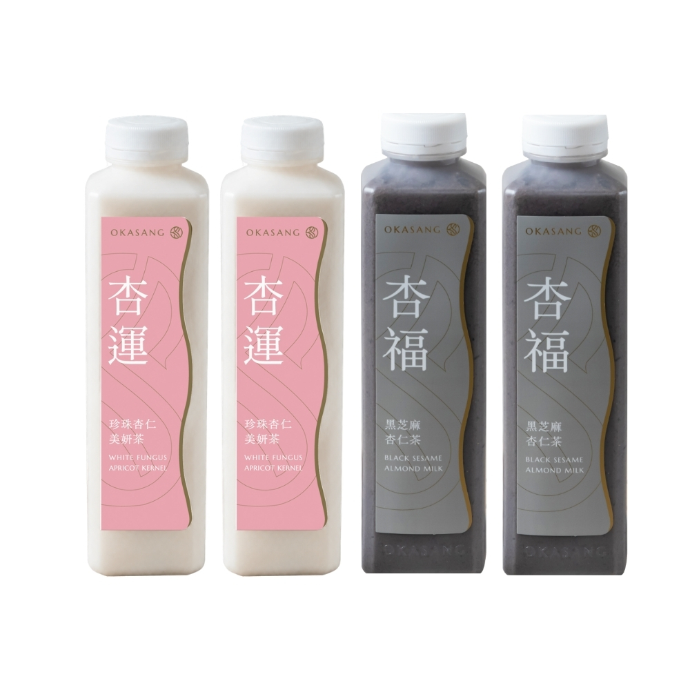 [日進生技]O卡桑杏仁茶美妍組｜1000ml*4 (珍珠杏仁美妍茶*2、黑芝麻杏仁茶*2), , large