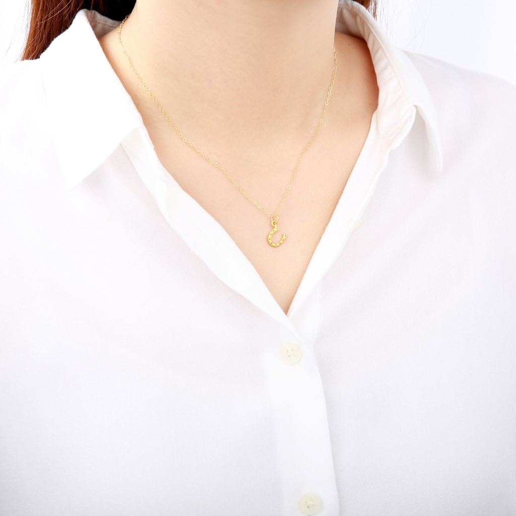 【Angel & Me】Golden Lucky Horseshoe s925 sterling silver necklace gift, , large