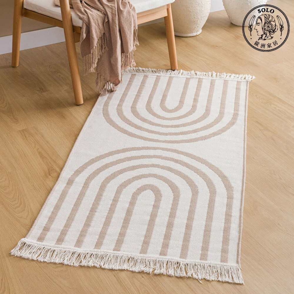 【SOLO歐洲家居】LCW Home 70x140CM 流蘇地墊 幾何曲線 雙面加大, , large