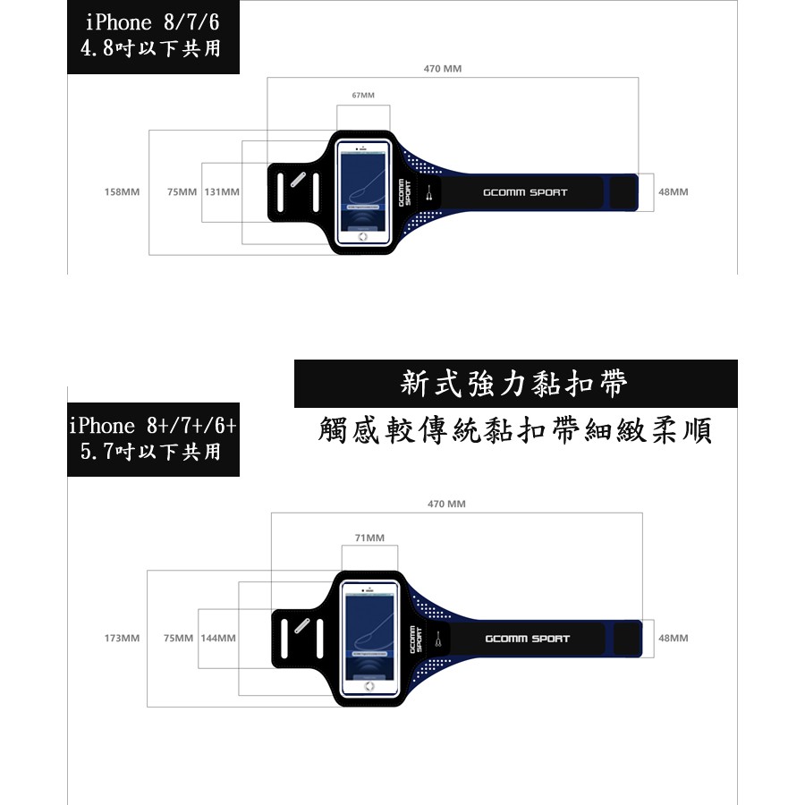 GCOMM SPORT 指紋辨識 超輕薄雙層萊卡透氣親膚 5.7吋 運動臂帶 運動酷黑, , large