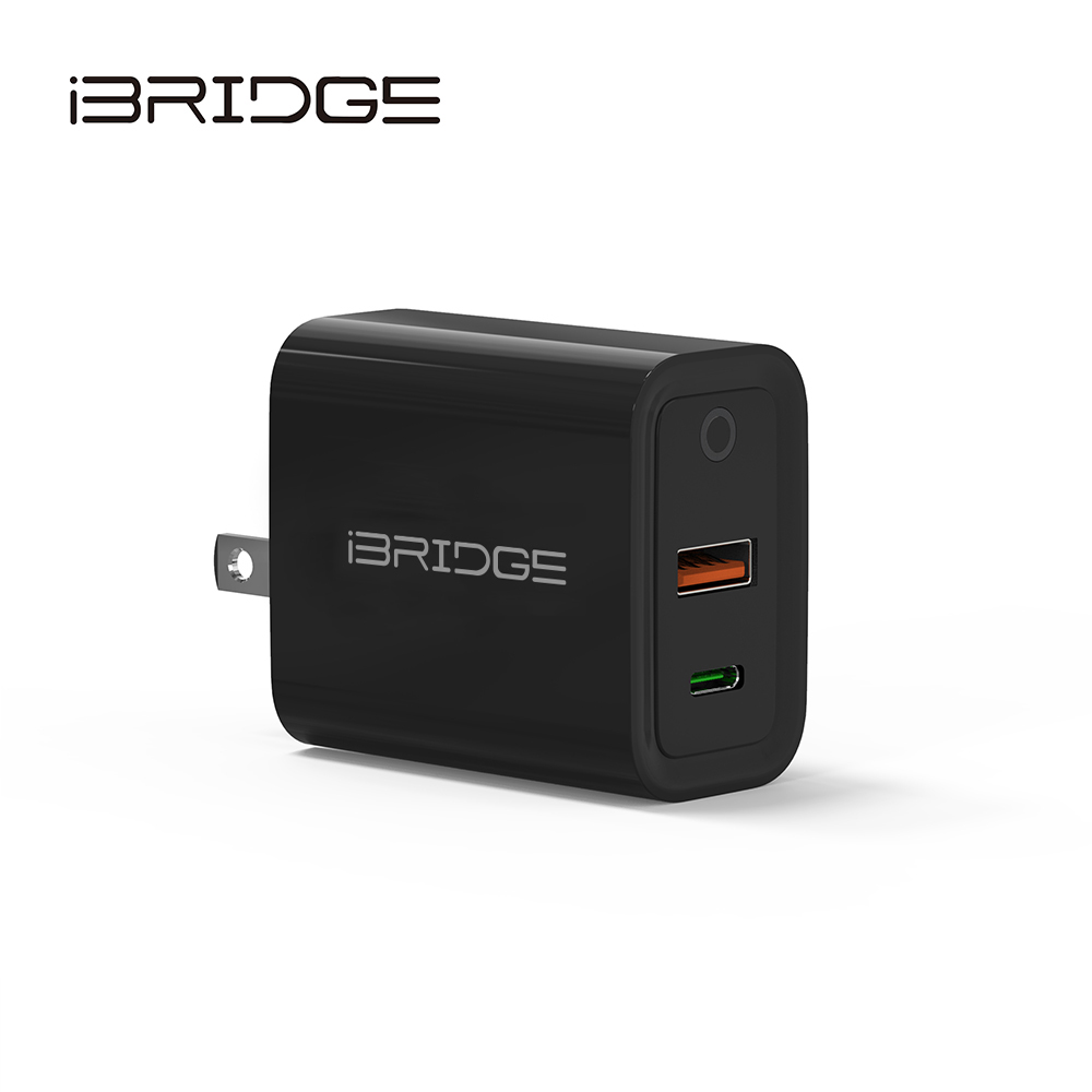 iBRIDGE PD20W雙孔快速充電器-黑, , large