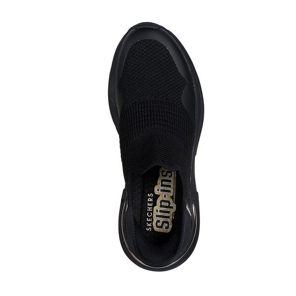 Kixpress-Skechers 思克威爾 Hazel 女 休閒鞋 舒適 黑 金 [177586BBK], , large