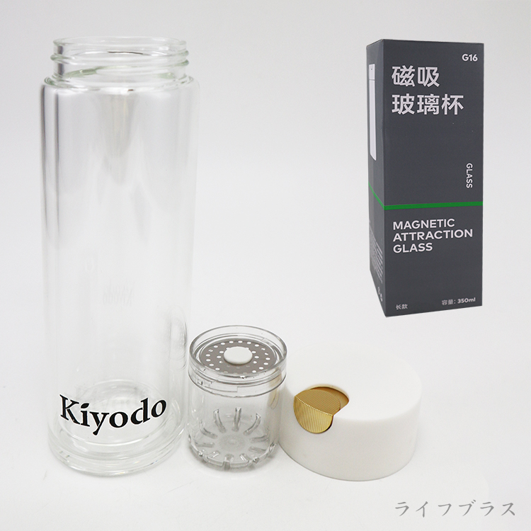 KIYODO磁吸雙層玻璃泡茶杯-320ml-2支, , large