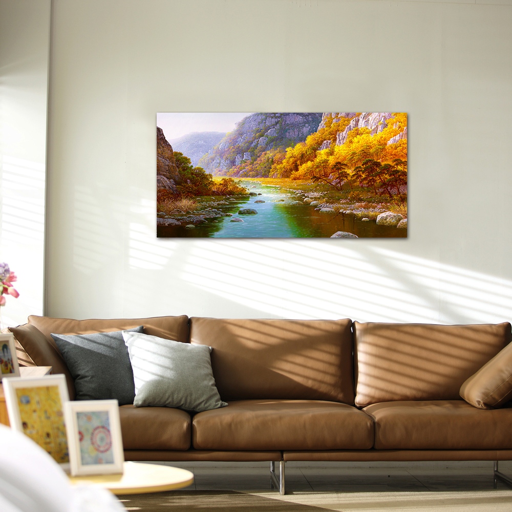 【御畫房】金秋溪水 國家一級畫師手繪油畫60&times;120cm(VF-115), , large