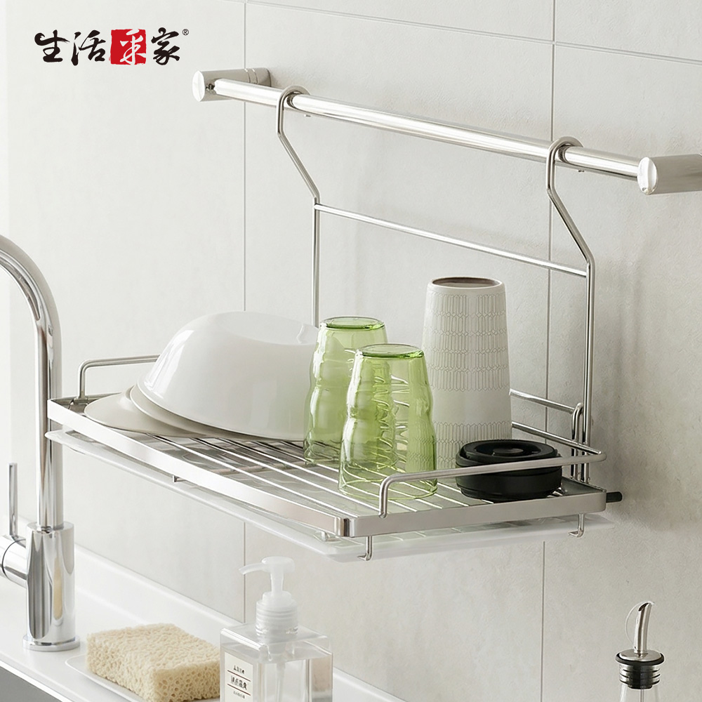 SHCJ 掛式平網碗盤瀝水架 含瀝水盤 台灣製SUS304 掛桿瀝水架 餐具瀝水架  壁面收納, , large