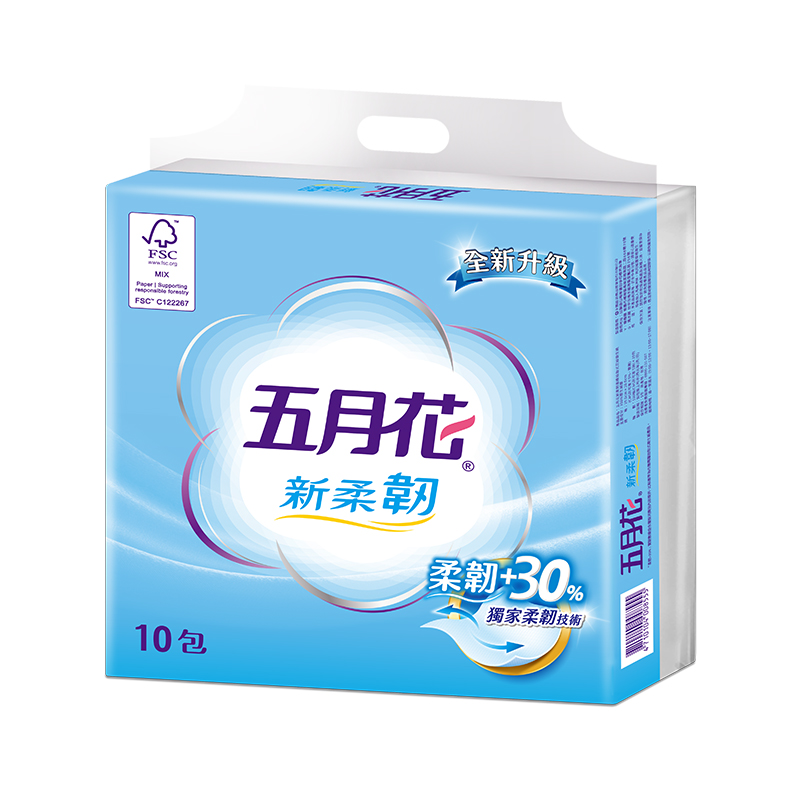 五月花新柔韌抽取衛生紙FSC100抽X10, , large