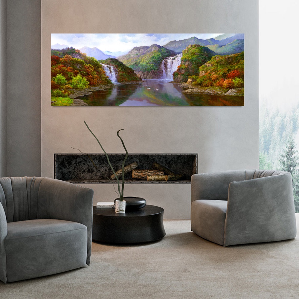【御畫房】福祿雙至 國家一級畫師手繪油畫60&times;120cm(VF-57), , large
