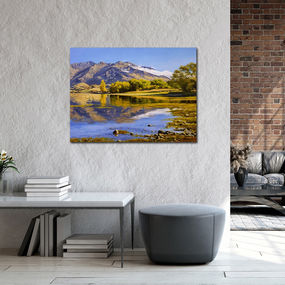 【御畫房】湖畔風光 國家一級畫師手繪油畫60&times;80cm, , large