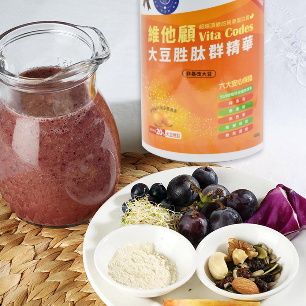 【Vita Codes】大豆胜肽群精華罐裝450g 陳月卿推薦 附湯匙+線上食譜-1罐組, , large