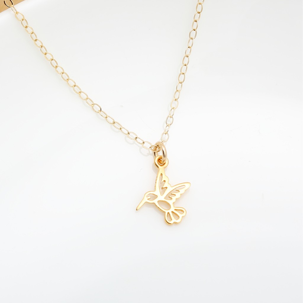 【Angel & Me】Golden Hummingbird s925 sterling silver necklace Birthday gift, , large