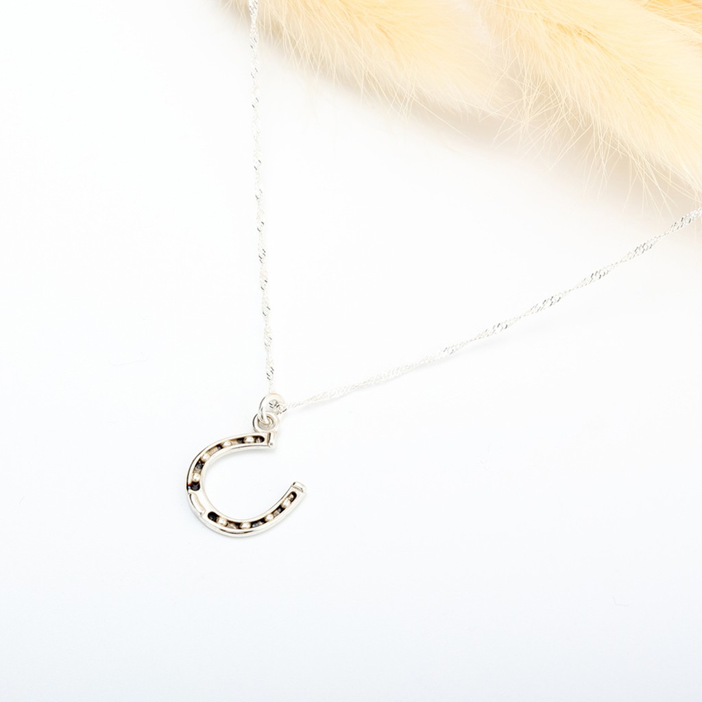 【Angel & Me】Lucky horseshoe s925 sterling silver necklace Valentine day gift, , large