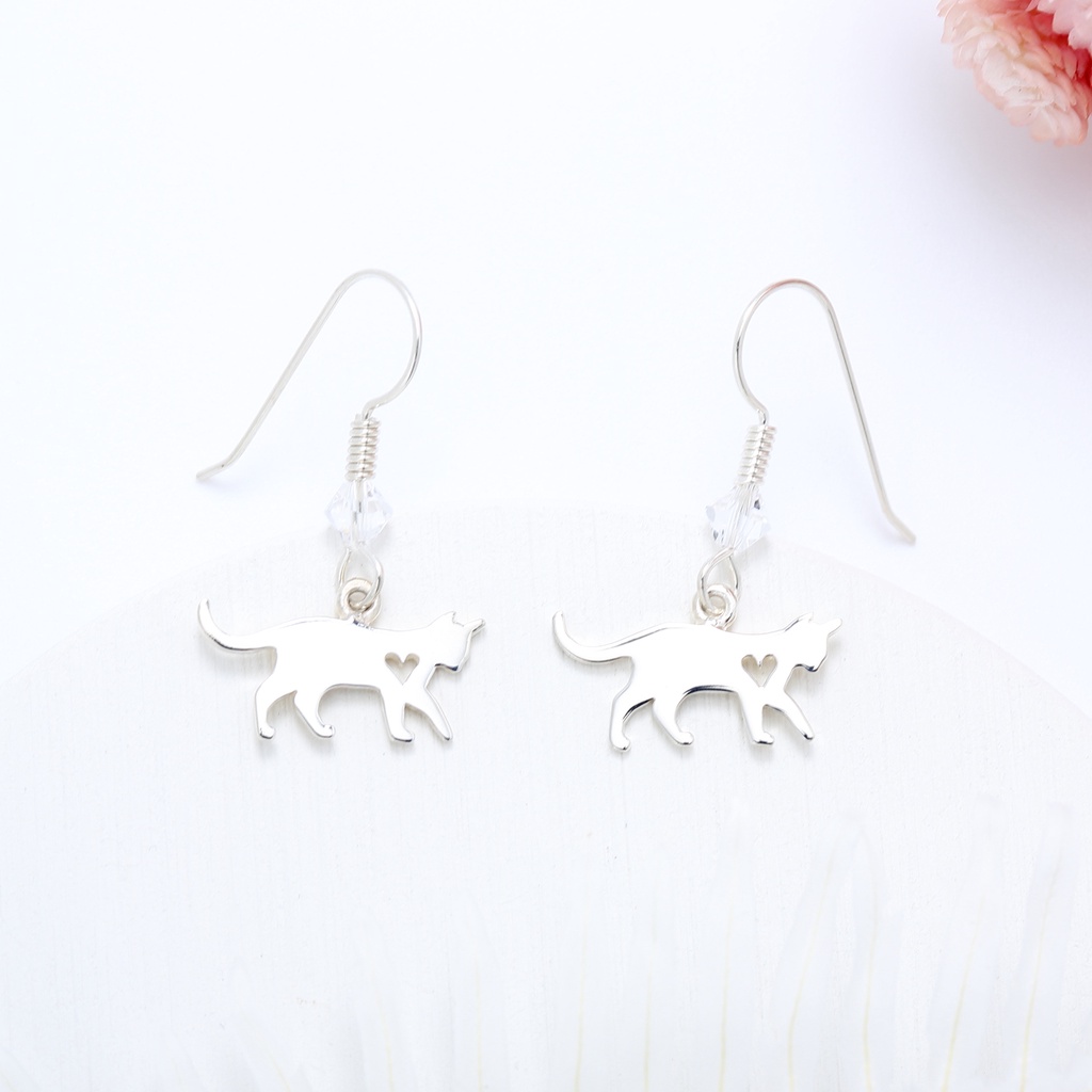 【Angel & Me】Love Cat s925 sterling silver earrings (changeable ear clips) gift, , large