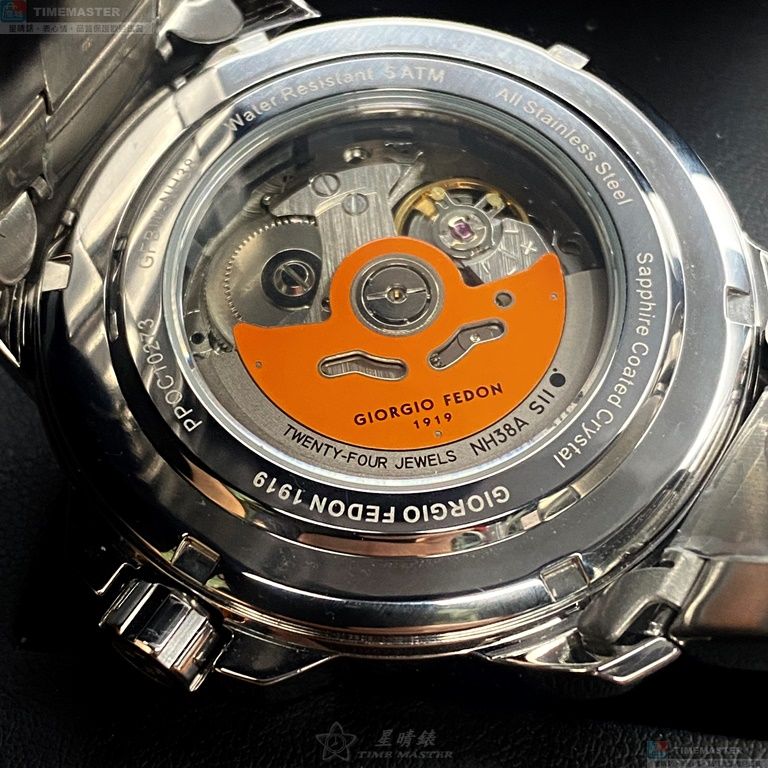 [星晴錶業]GiorgioFedon1919手錶,46mm,GF00120墨綠色錶面銀錶殼銀色精鋼錶帶款, , large