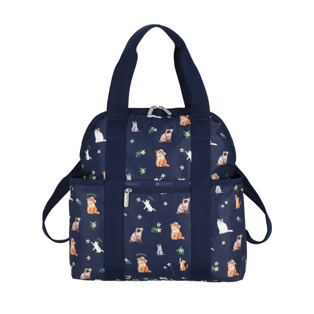 Lesportsac Double Trouble Backpack 手提兩用後背包 媽媽包 送禮 禮物 推薦 女包(熱帶度假貓咪)L261-2442PB-HF95, , large