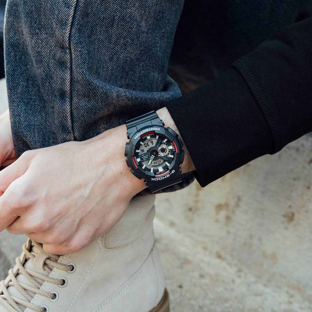 CASIO 卡西歐 G-SHOCK 經典配色雙顯手錶 GA-110RL-1A, , large