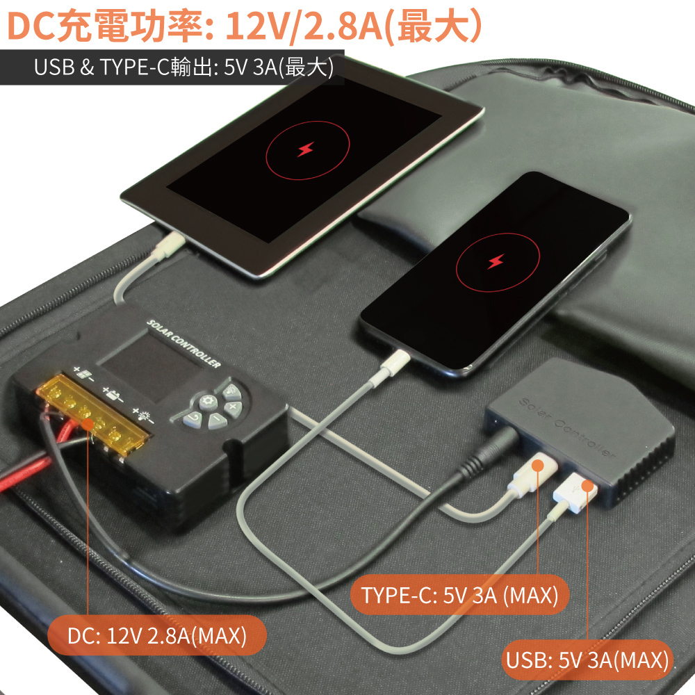 【CSP】太陽能循環型蓄電池充電組12V50W可摺疊收納 可放置車頂 充電 野營 露營車REC50-12I+SP-50, , large