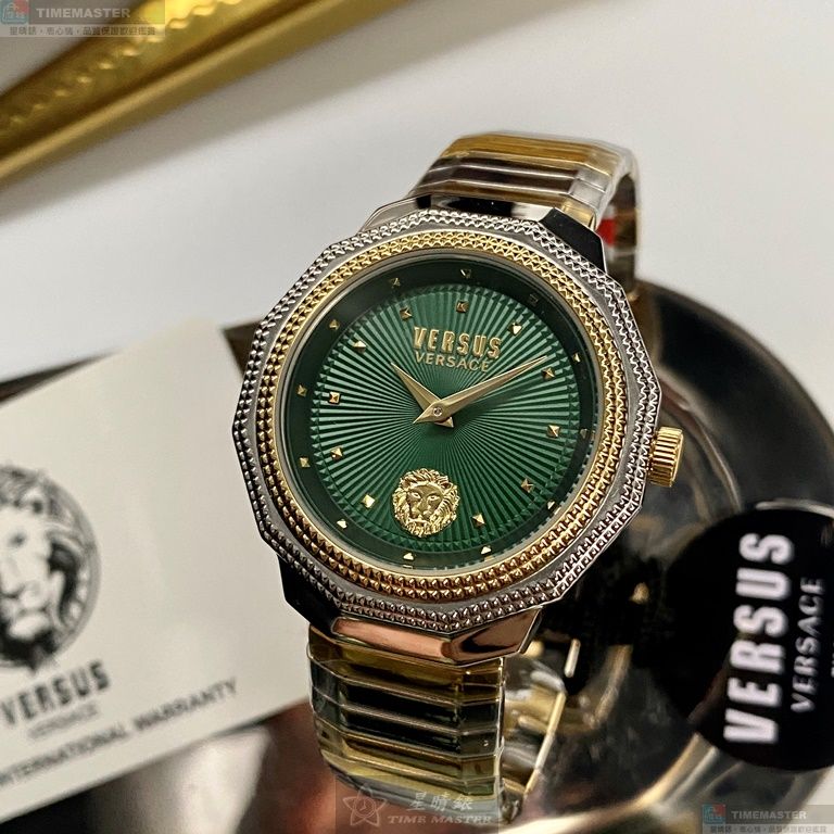[星晴錶業]VERSUS VERSACE手錶,38mm,VV00088墨綠色錶面金銀錶殼金銀相間精鋼錶帶款, , large