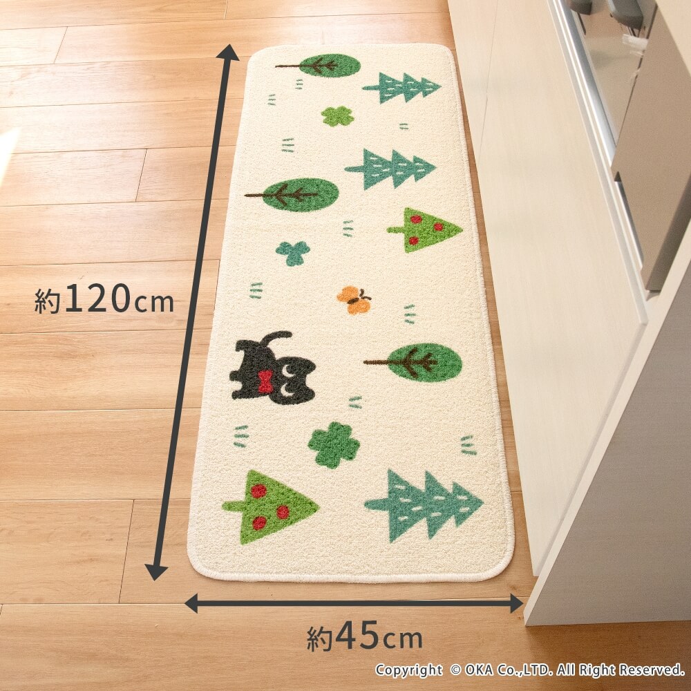 【日本Oka】日本製再生印花廚房地墊45&times;120cm(悠然時光款/可機洗/厚4mm), , large