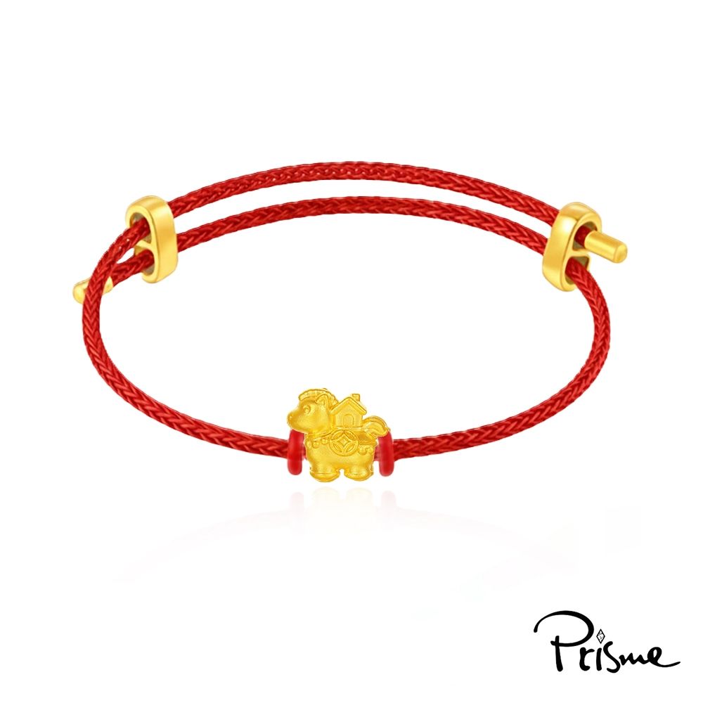 【Prisme Gold】黃金手鍊 馬年福氣 純金串飾皮革手環 多款選 (金重：約0.05錢&plusmn;0.02), , large