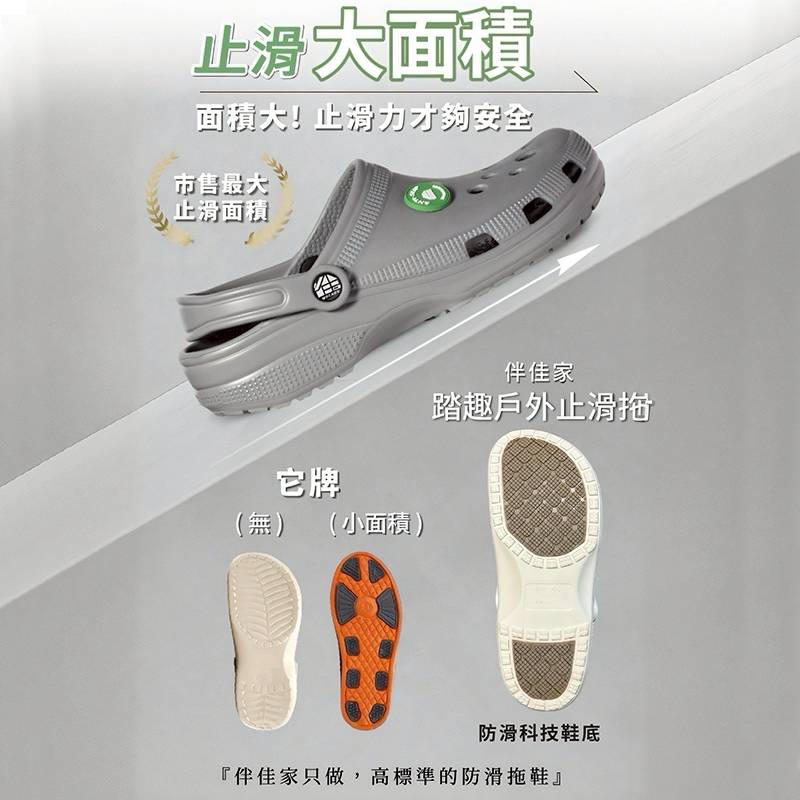 (e鞋院)伴佳家 踏趣戶外止滑鞋防滑拖鞋 老人防滑鞋 園丁鞋 洞洞鞋 光白色24CM, , large
