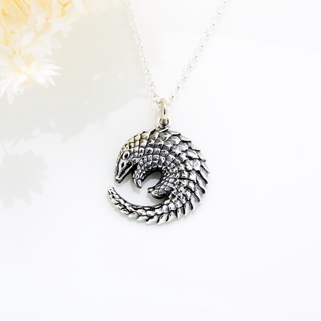 【Angel & Me】Cute Pangolin s925 sterling silver necklace Birthday gift, , large