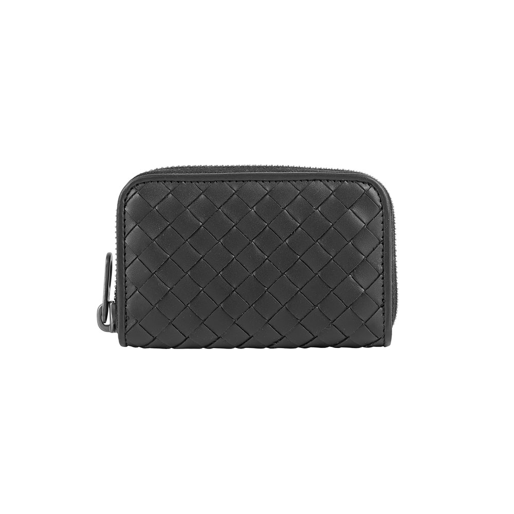 BOTTEGA VENETA 經典編織拉鏈卡包/零錢包(黑色), , large