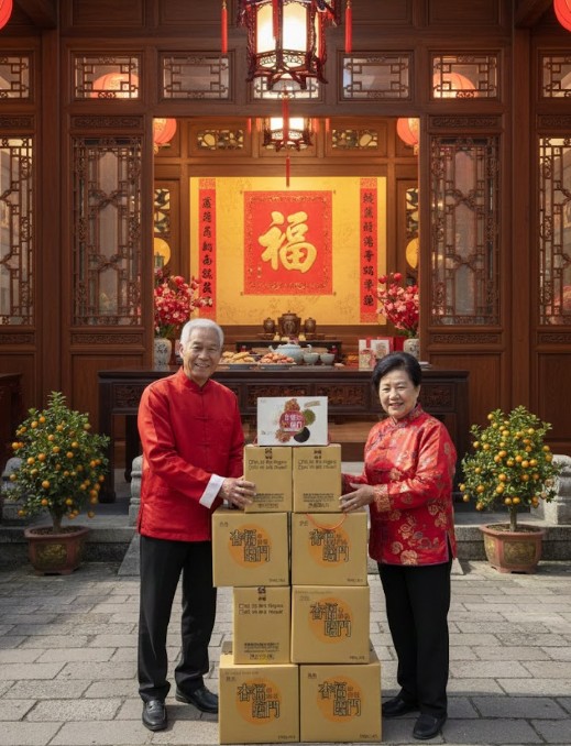 【中秋禮盒】皇族杏福臨門(原味杏仁餅+芝麻杏仁餅) 600G, , large
