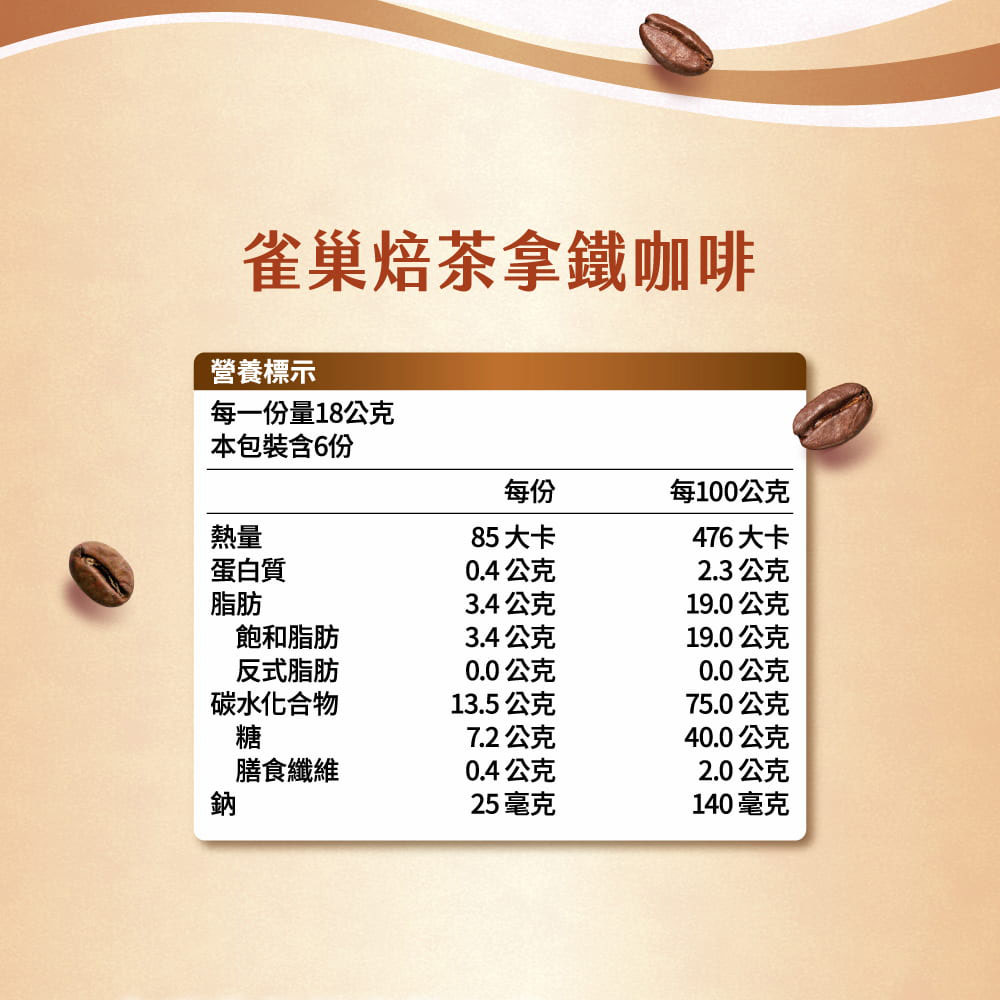 雀巢焙茶咖啡拿鐵 18g x6, , large