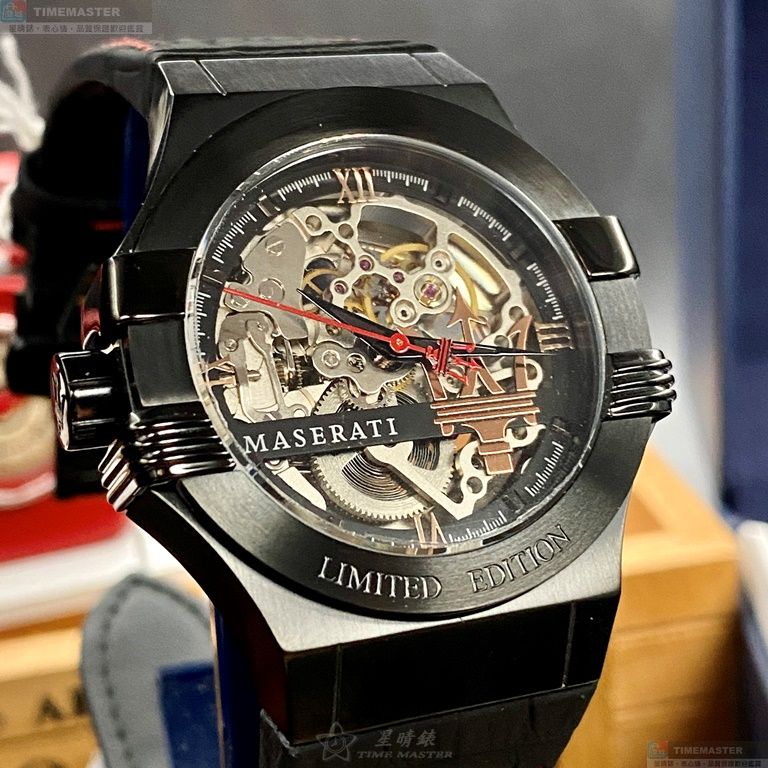 [星晴錶業]MASERATI手錶,42mm,R8821108021銀黑色錶面黑錶殼深黑色真皮皮革錶帶款, , large