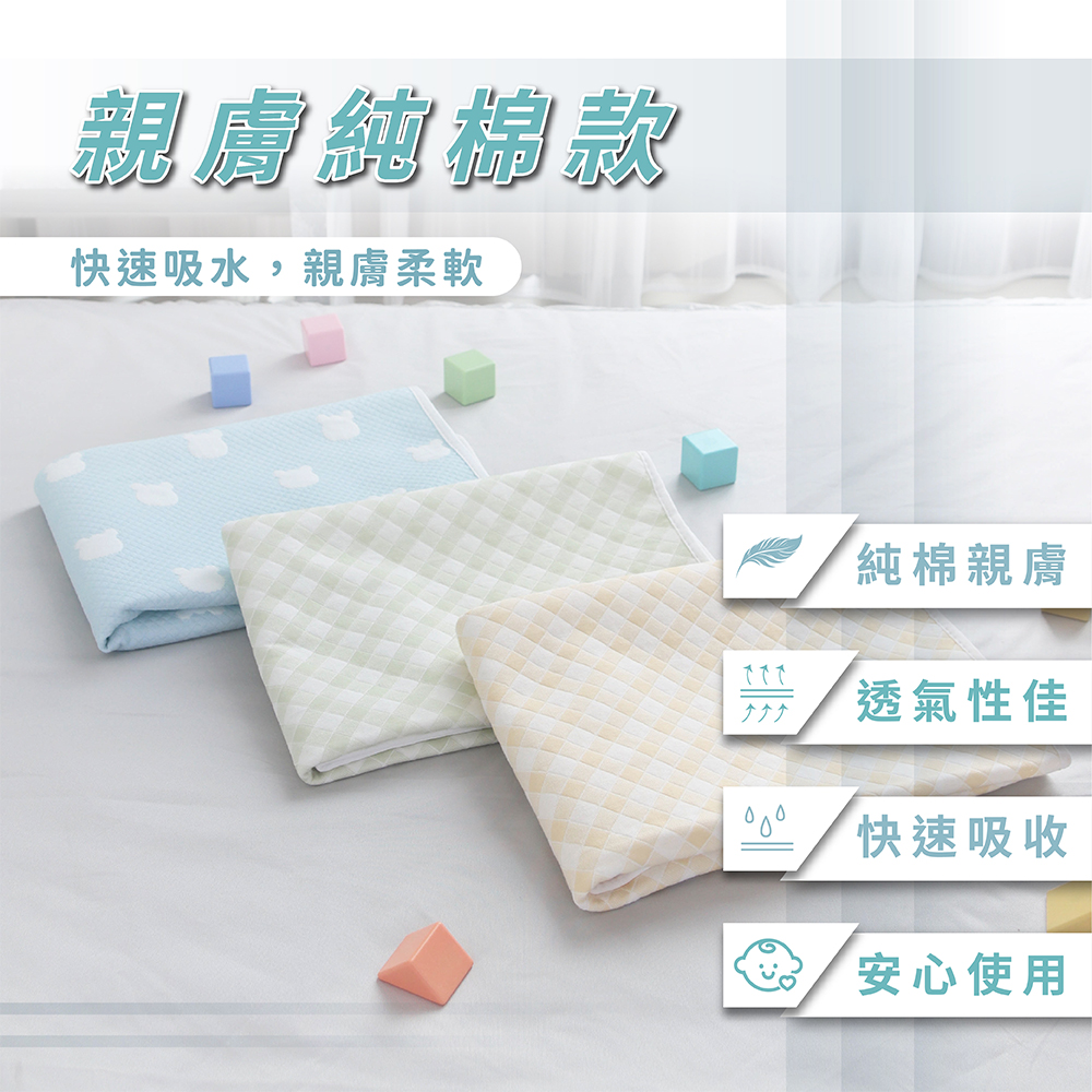 ［熊棉］多功能靜音防水墊｜加強止滑款｜小｜歡樂樹屋-淺藍｜靜音防水 翻身無聲 乾爽防護 親膚柔軟 安心入睡 好清潔 超止滑, , large