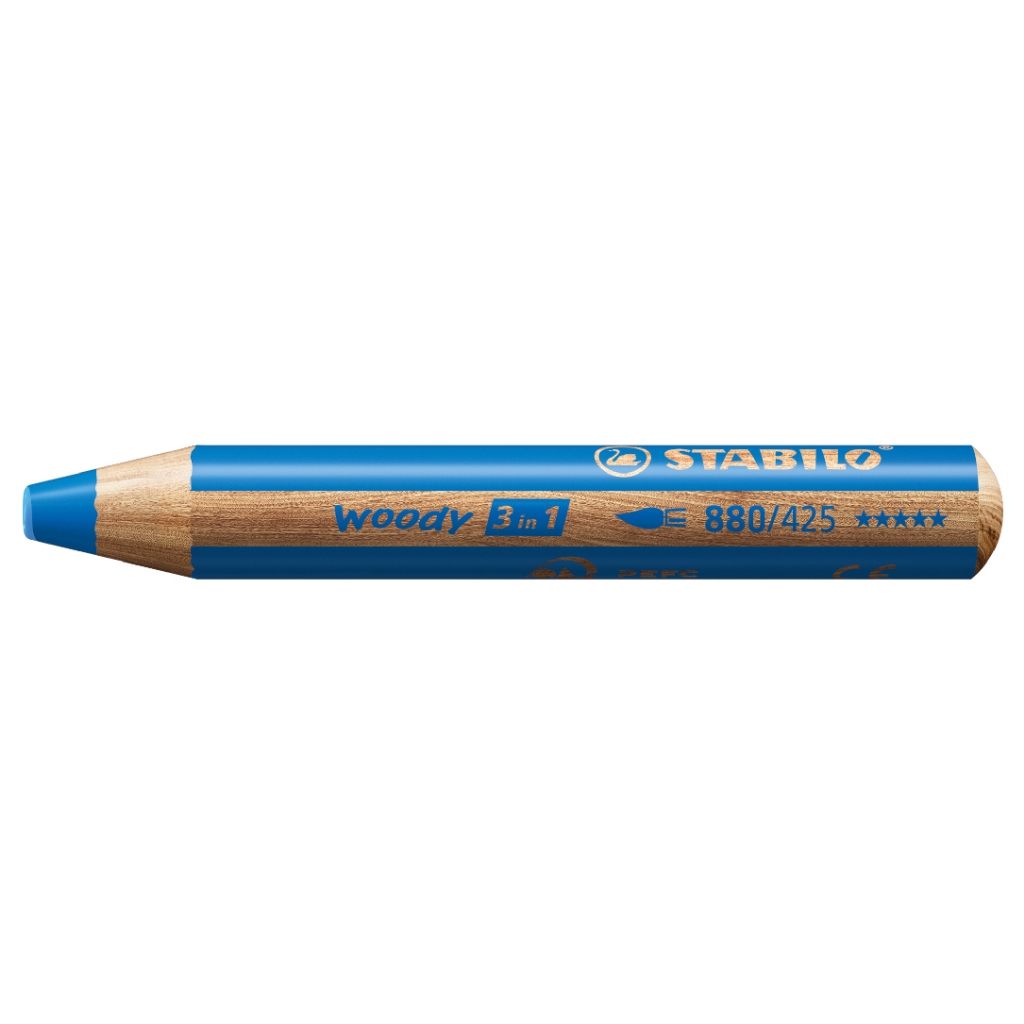 【德國天鵝STABILO】 woody 3 in 1 伍迪樂3合1可水洗水彩粉蠟筆6色基本(ST880/6-2), , large